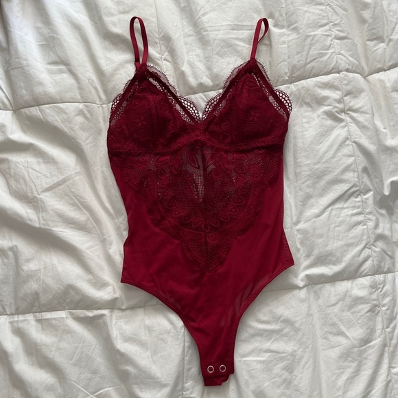 Hollister Tops - Hollister Gilly Hicks Lace Tie-Back Cheeky Bodysuit Color Red Size XS